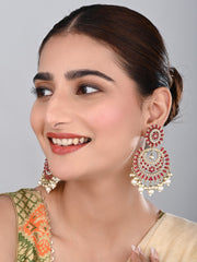 Circular Contemporary Chandbali - Red