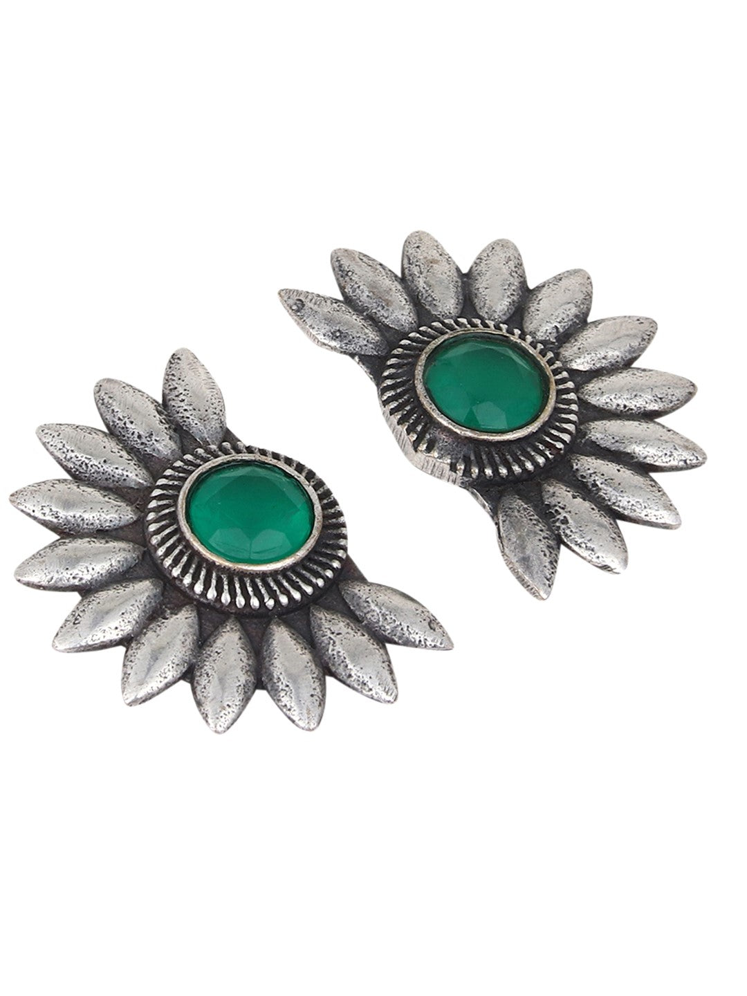 Silver Oxydised Flower Stud Earring