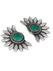 Silver Oxydised Flower Stud Earring