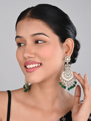 Gold plated & Meenakari Chandbali Green