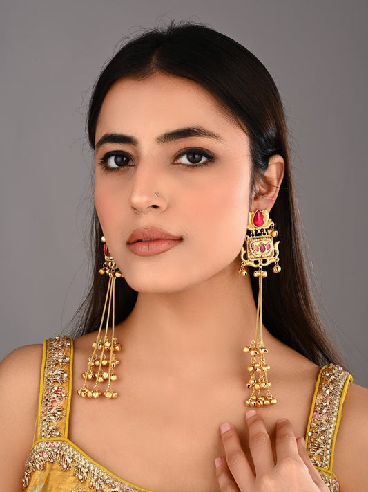 Ruby Lotus Drop Earrings