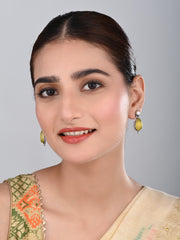 Pearl & Stone tear drop earring - Yellow
