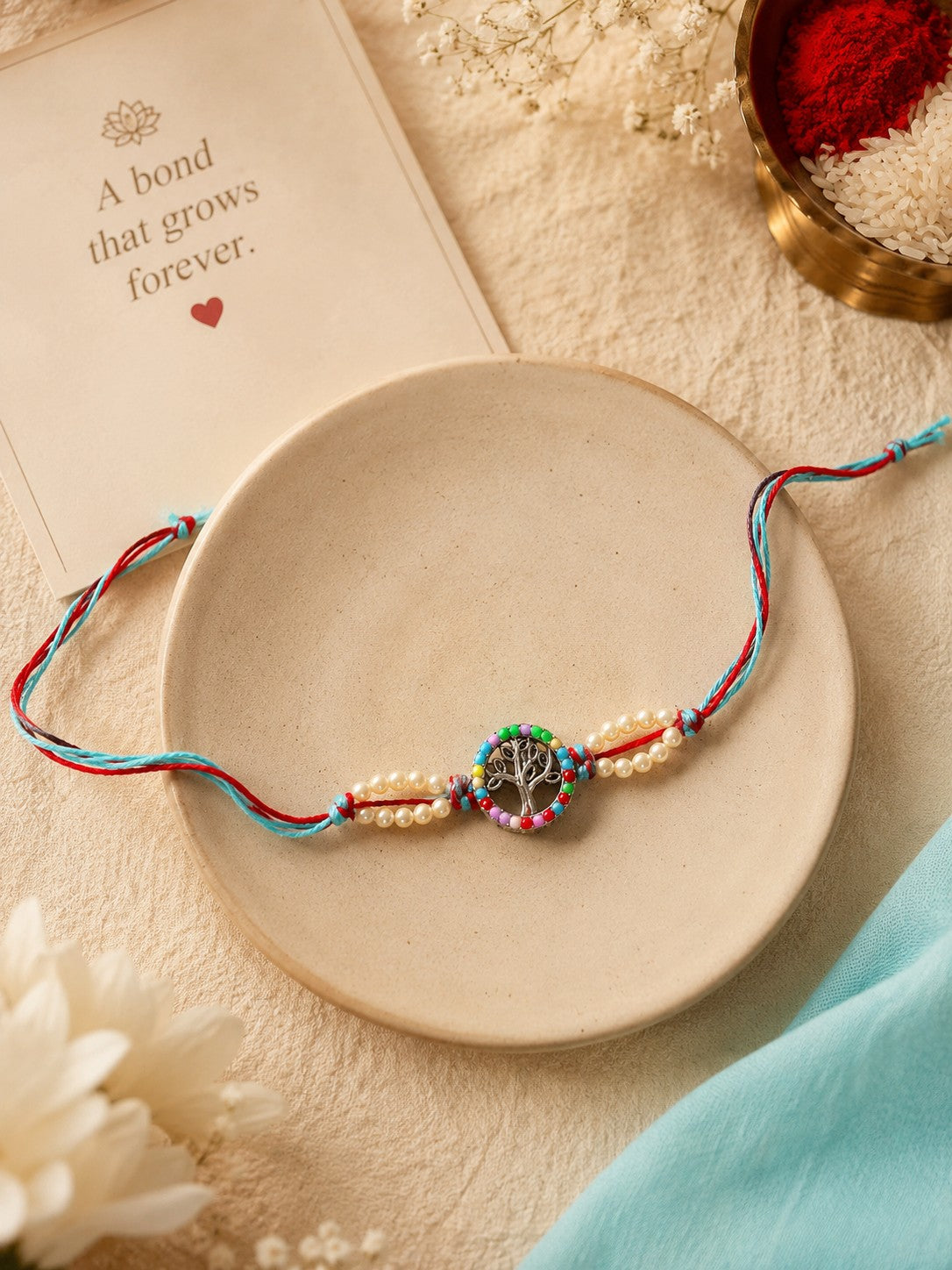 Lotus Grace & Tree of Life Rakhi Set