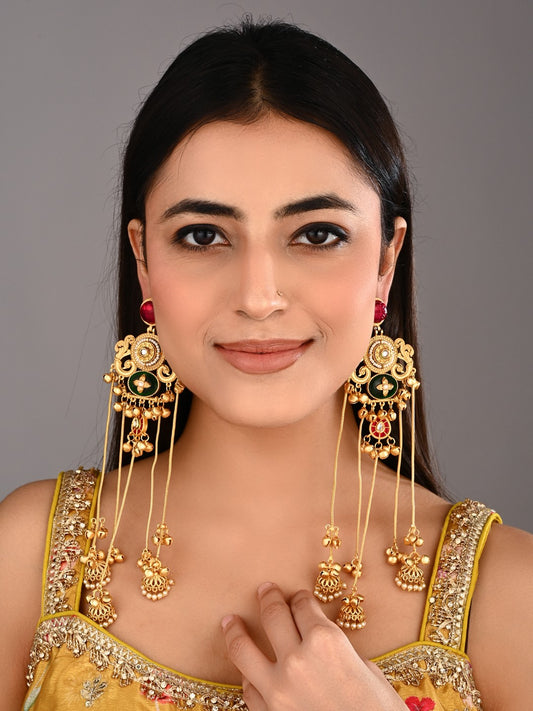 Ruby & Emerald Chandbali Chandelier Earrings