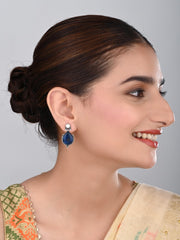 Pearl & Stone tear drop earring - Navy