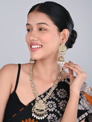 Gold plated long kundan necklace & Earring set