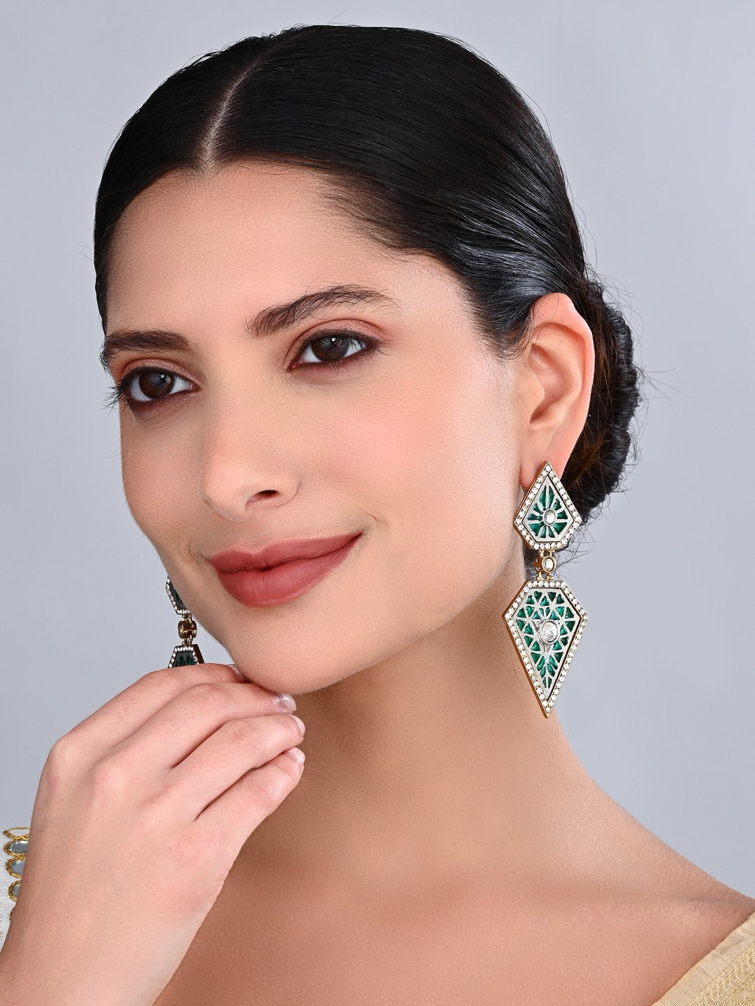 Zara Turquoise Geometric Crystal Drop Earrings