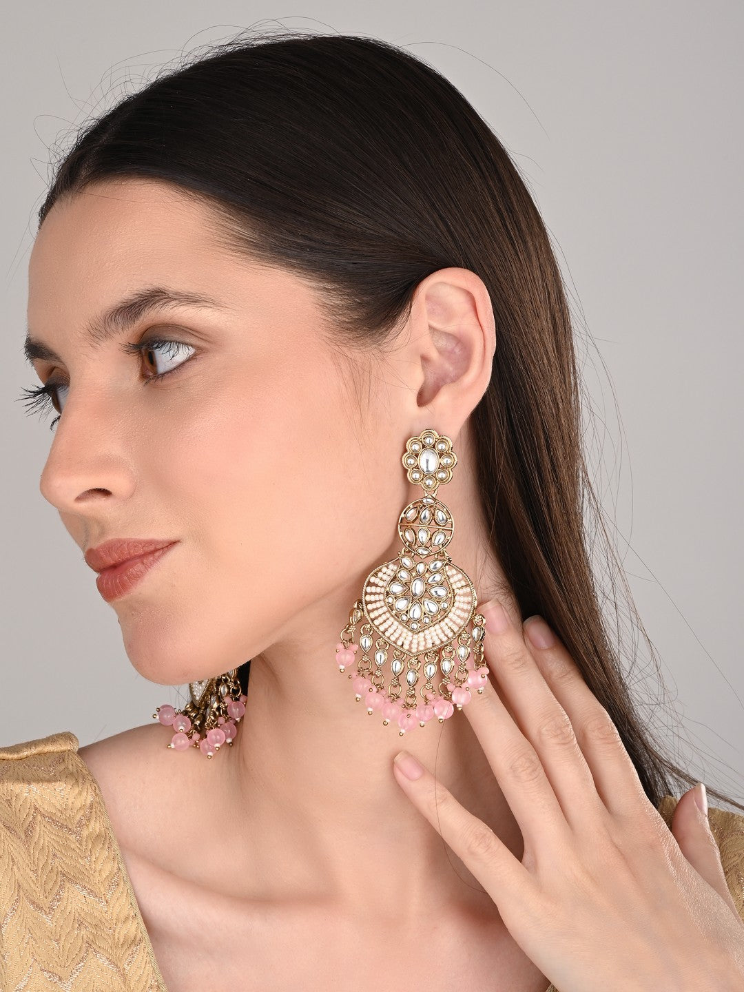 Gold plated & Meenakari Chandbali