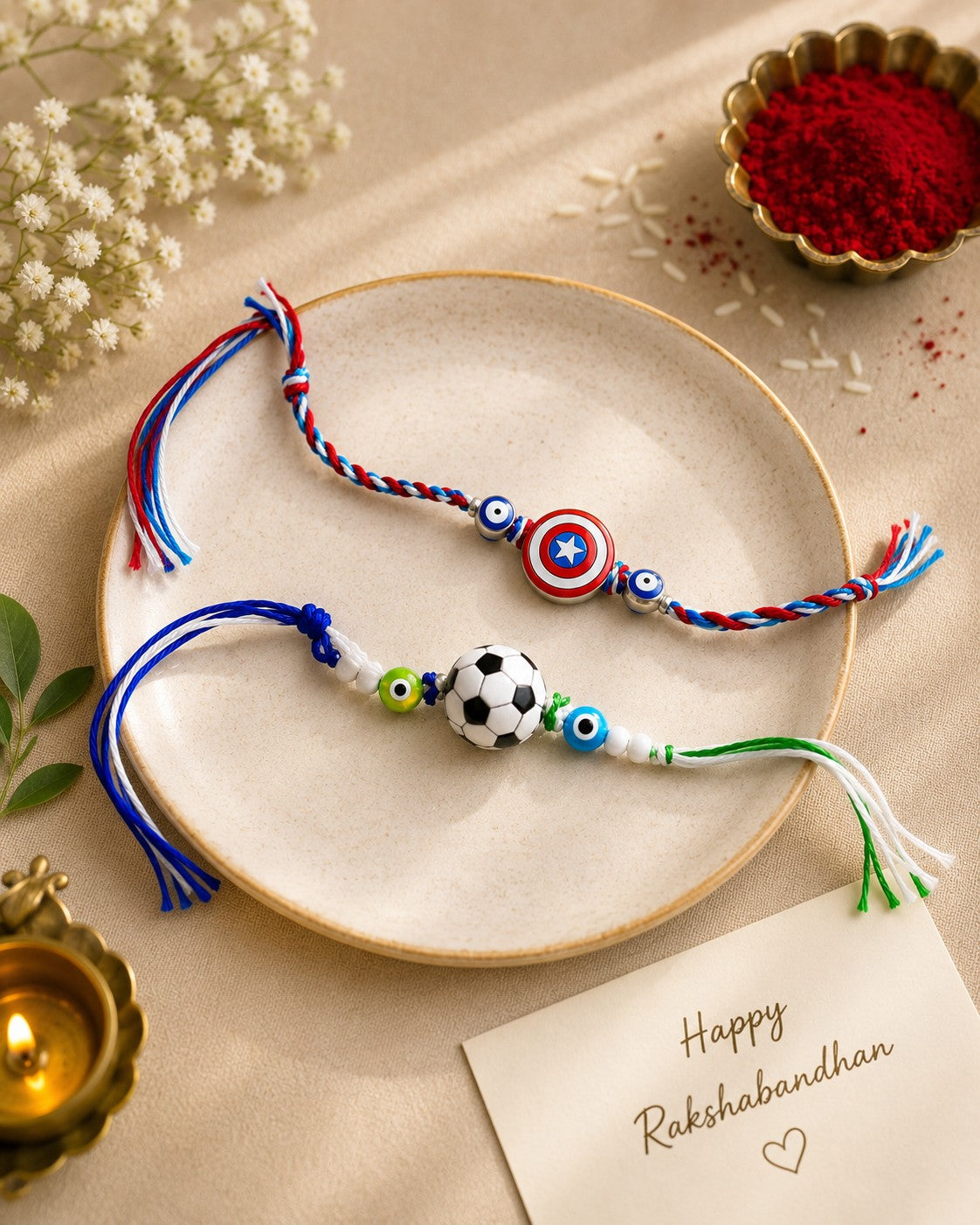 Superhero & Soccer Rakhi Set for Kids