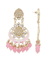 Gold plated Chandbali with Meenakari