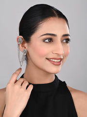 Oxidised Silver Ear cuff with Chains