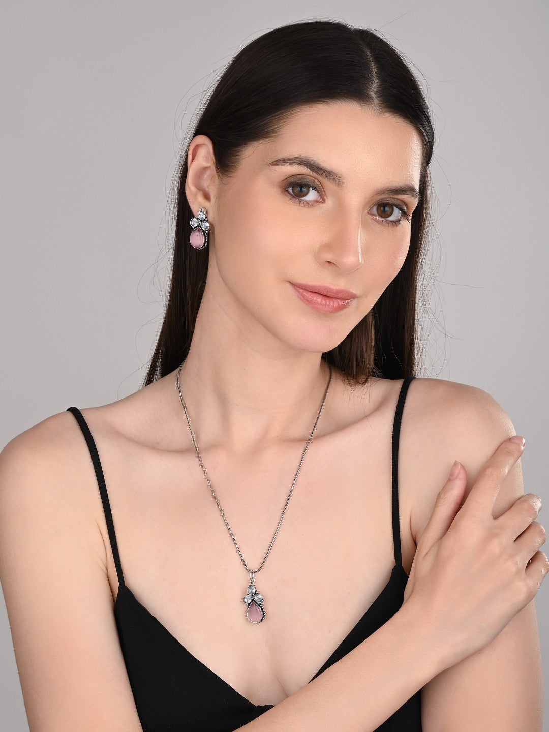 Silver Oxidised finish AD pendant Set
