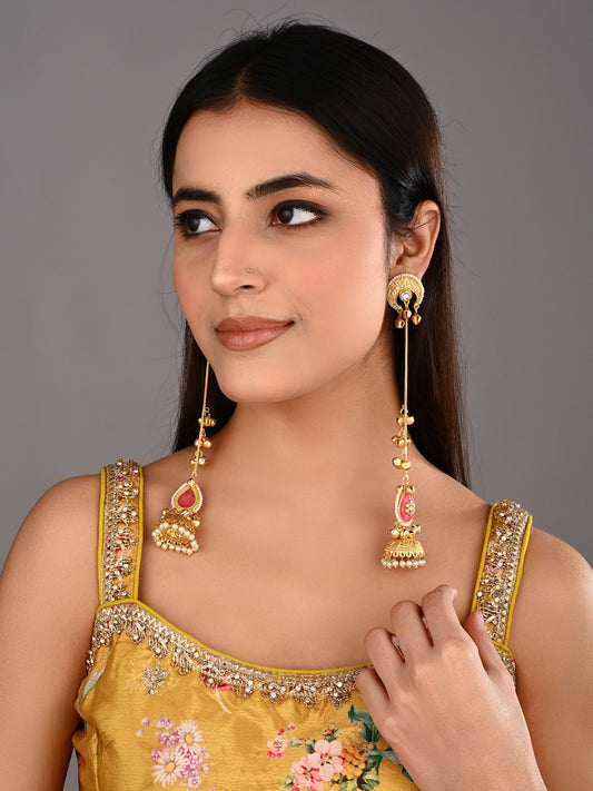 Gold plated Kshimiri long Jhumka Earrings