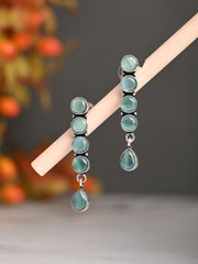 Elegant Long Stud Earrings with Teardrop Design Mint
