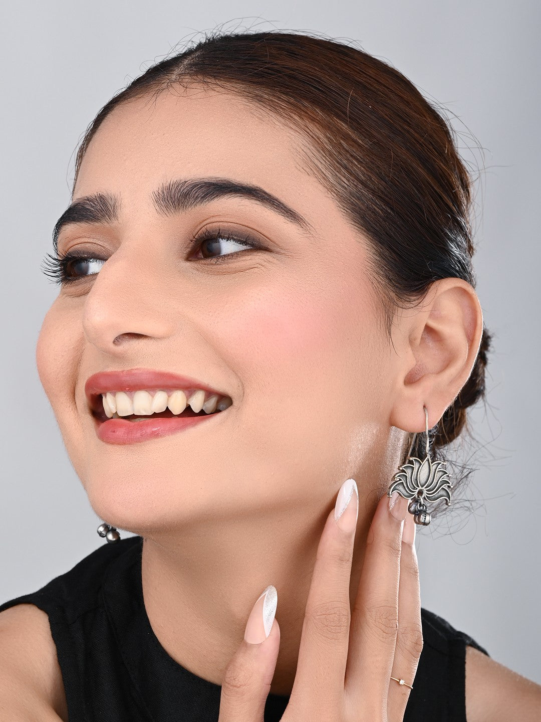 Silver Bloom Drop Earrings