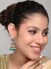Gold plated kundan & Blue Meenakari Jhumka Earring