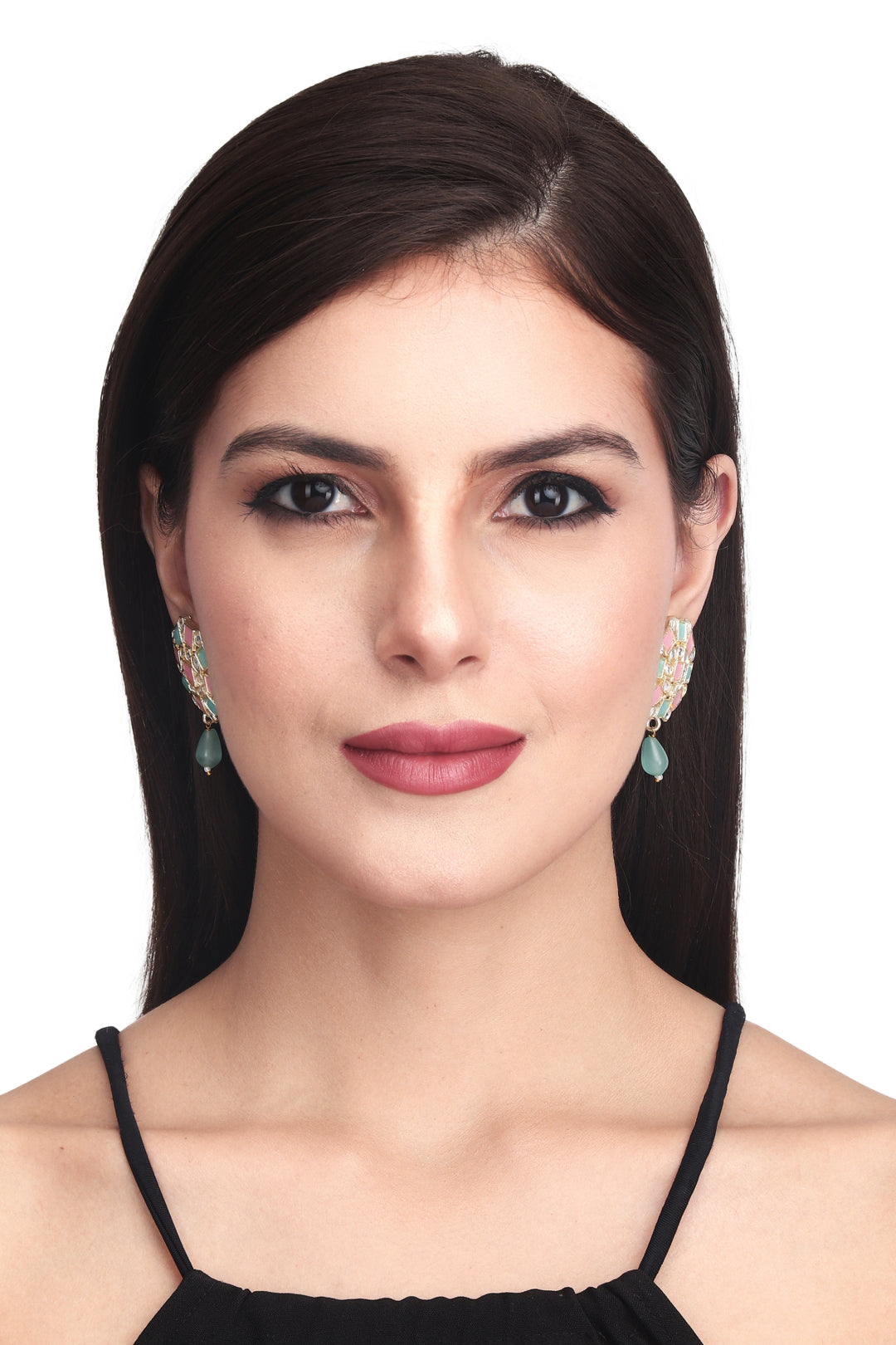 Gold plated Multi col Stone Studs