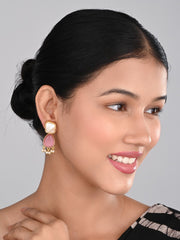 Gold-Plated Drop Earrings with Monalisa Stone & Baroque Pearl