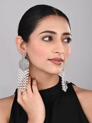 Oxidised Silver Pearl Tassel Earrings