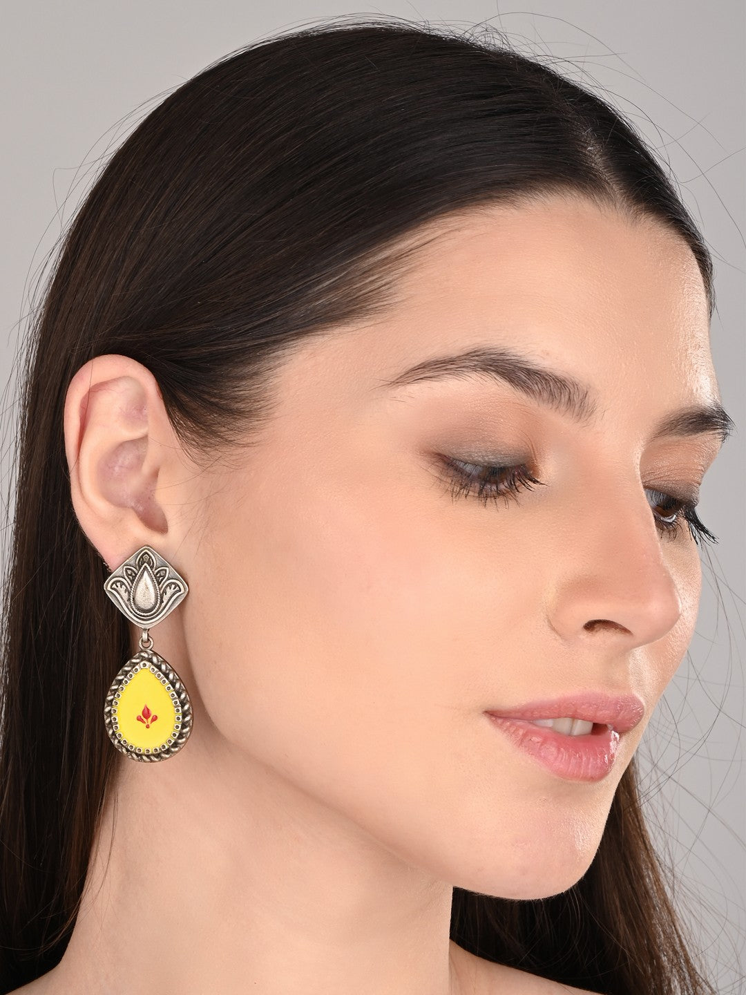 Hand-Painted Drop Earrings Yellow