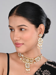 Kundan & Meenakari Necklace Set Gold