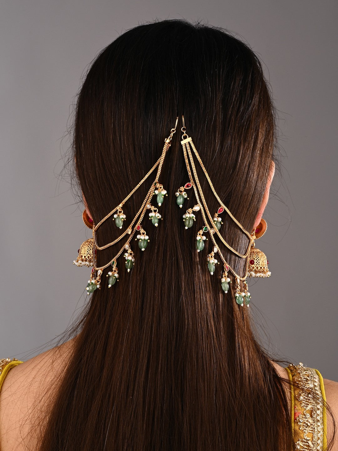 Opulent Multistrand Earchains with cluster beads