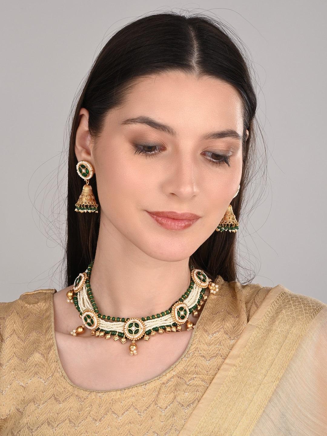 Green Necklace set Made in brass
