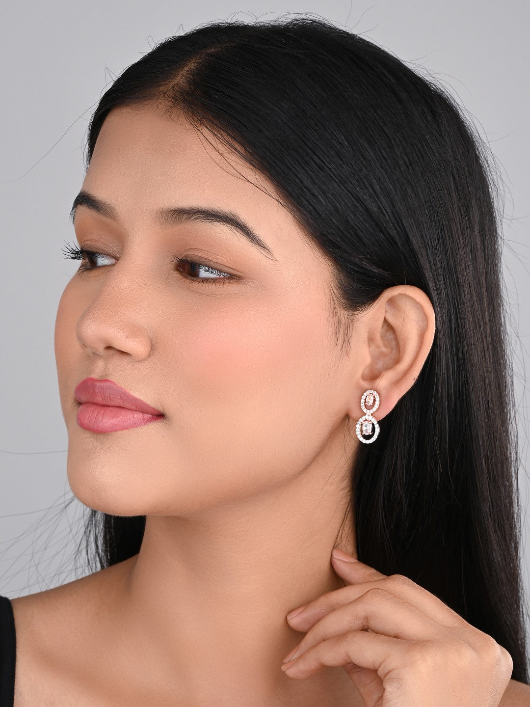 Rose Gold plated Oval drop Earring
