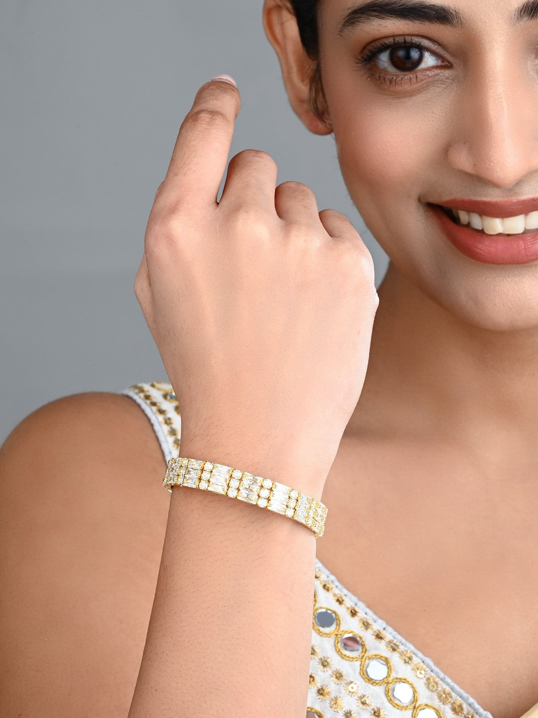 Rose Gold-Tone CZ Tennis Bracelet Bangle