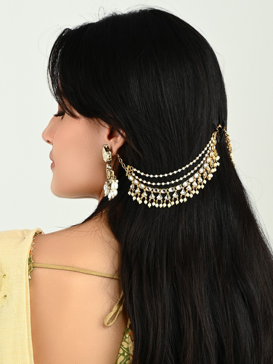 Delicate Gold Floral Layered Earchain
