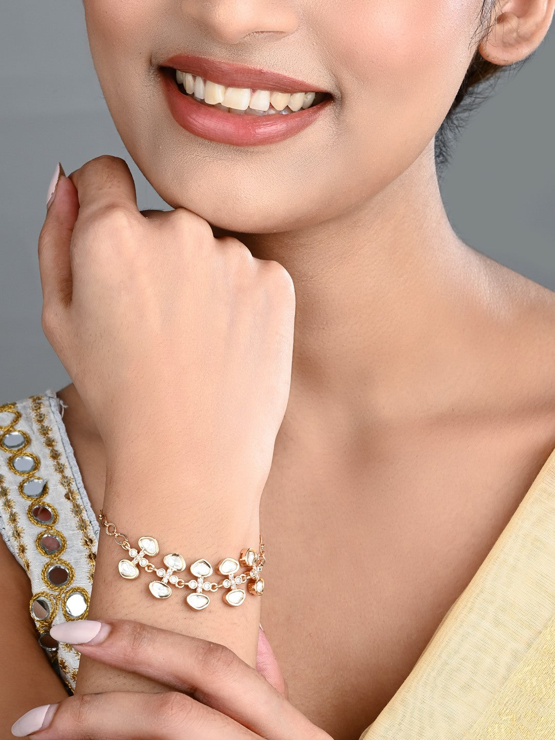 Minimal Crystal Cluster Kundan Bracelet