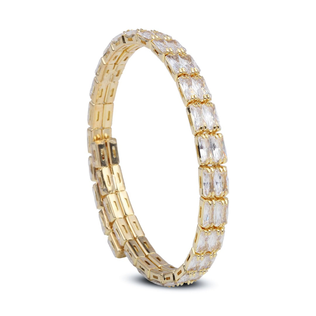 Gold-Tone CZ Tennis Bracelet Bangle