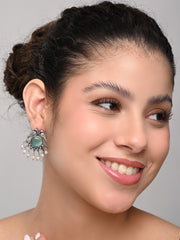 Silver plated bird studs Blue