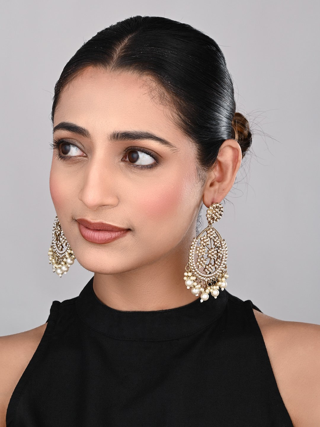 Gold-Plated Floral Motif Earrings