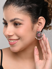 Silver plated bird studs Pink