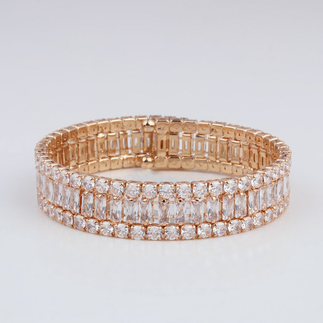 Rose Gold-Tone CZ Tennis Bracelet Bangle