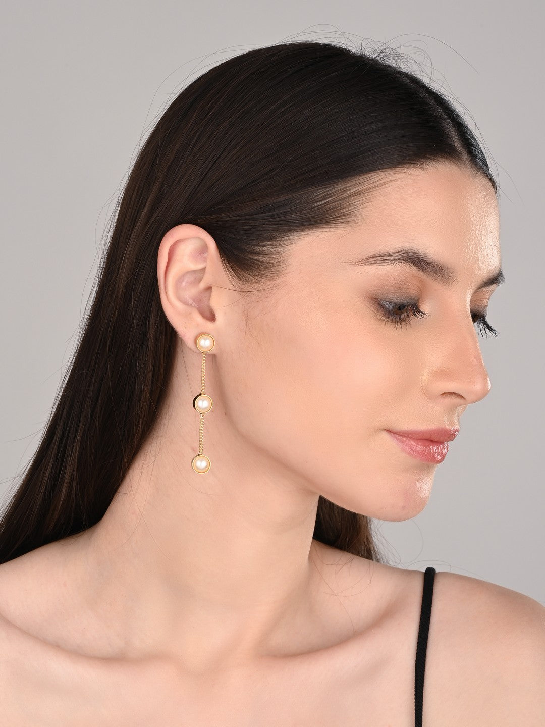 Gold plated pearl Drop Earring