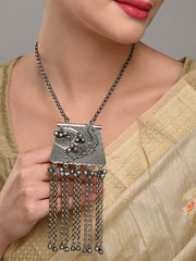 Oxidized Tribal Tassel Pendant Necklace