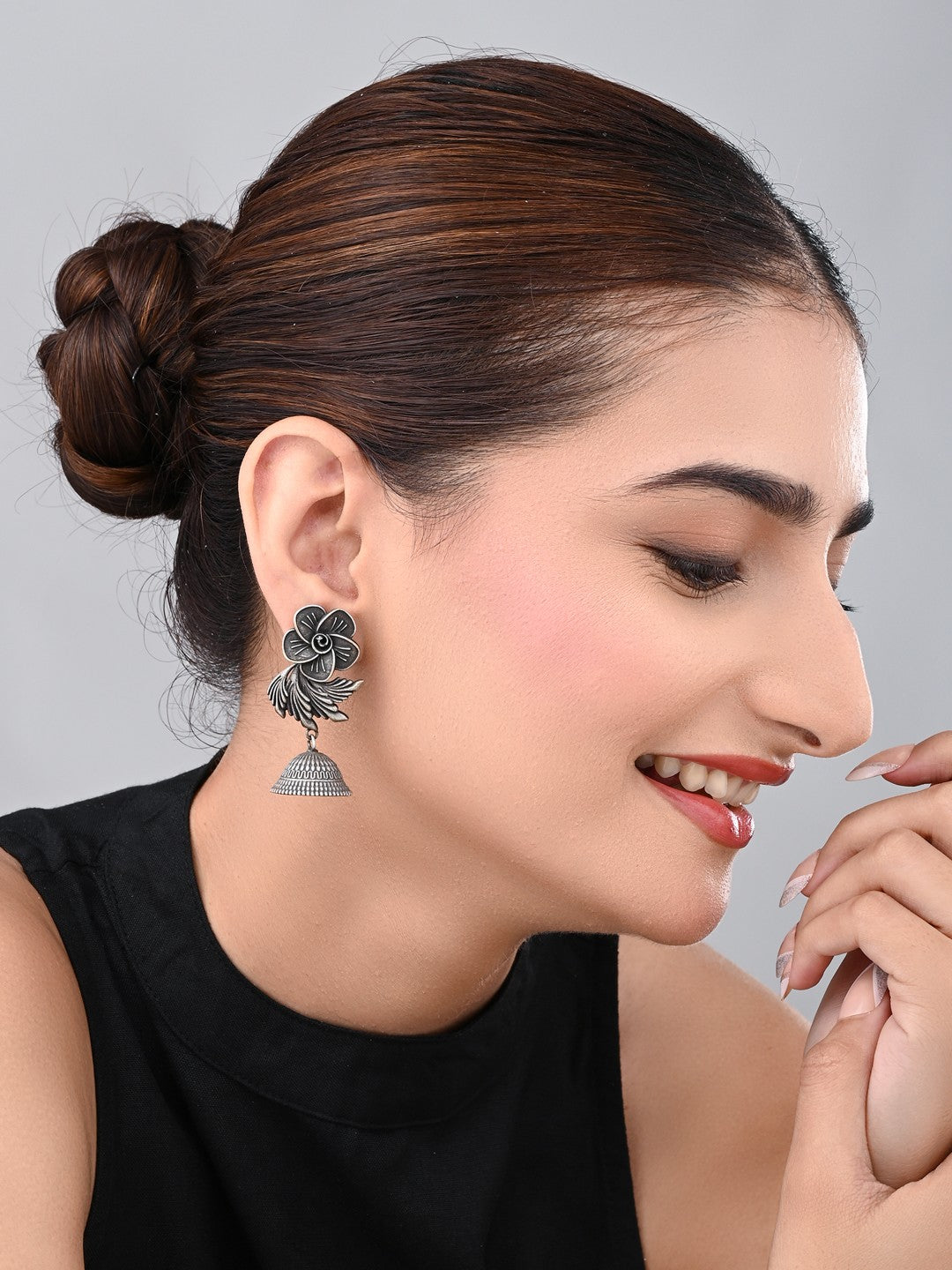 Floral Jhumki Statement Earrings