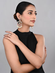 Gold plated Stone & beads chandbali Earring -  Multi