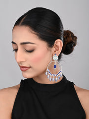 Silver plated White & Blue Meenakari Chandbali