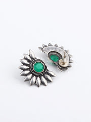 Silver Oxydised Flower Stud Earring
