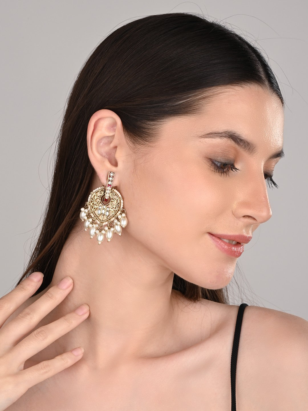 Pear-Shaped MOP Drop Earrings with White Pearl Charm