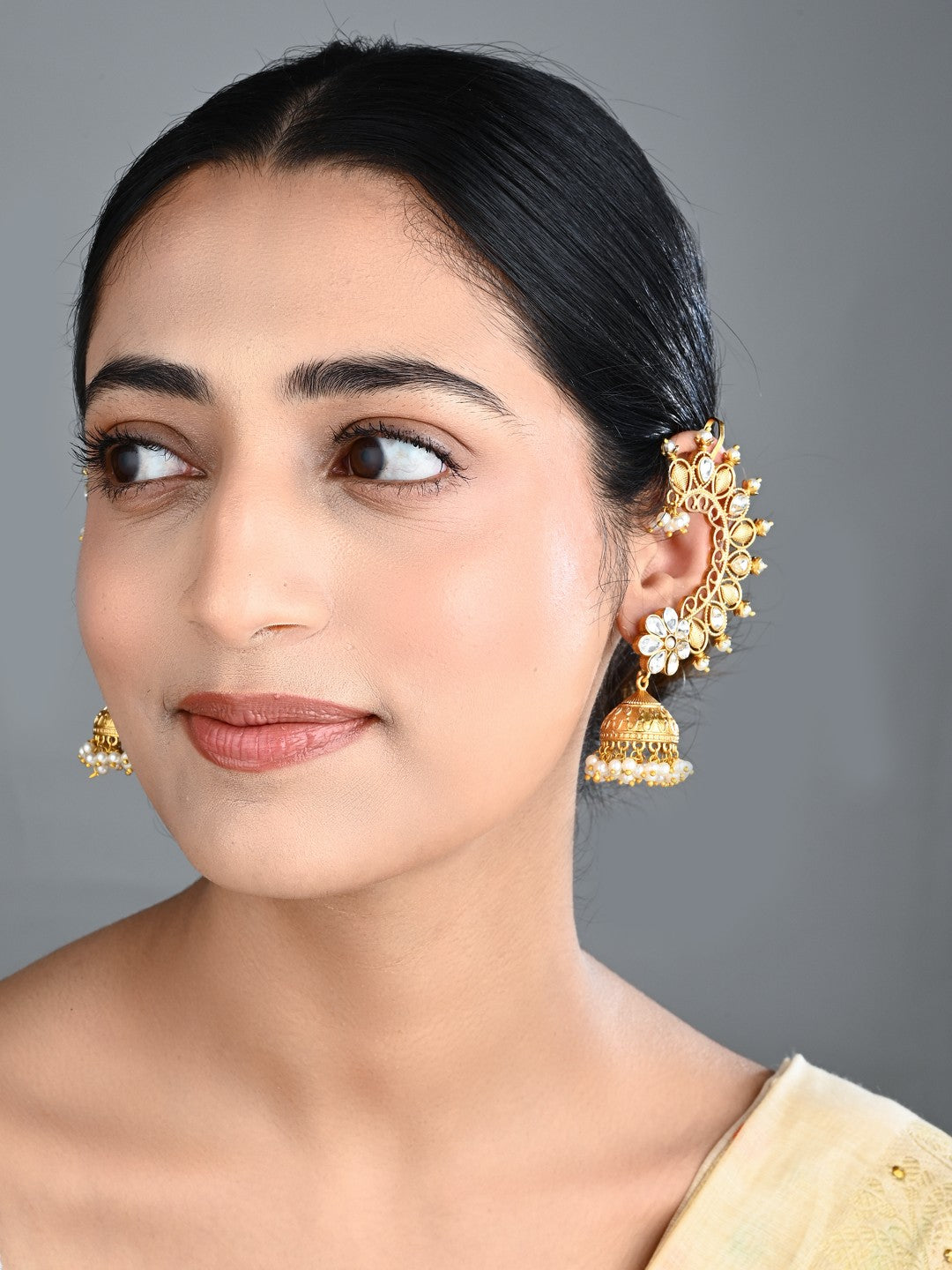 Gold-Tone Earcuffs with Jhumka