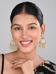 Contemporary kundan, MOP & Meenakari chandbali Earring