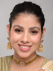 Kundan Choker Necklace Set with Stud Earrings