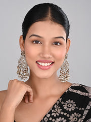 Gold plated Kundan chandbali with small jhumka Hangings