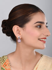 Pearl & Stone tear drop earring - Pink