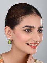 Pearl & Stone tear drop earring - Lime