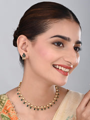 Gold Plated Delicate Necklace Set Green